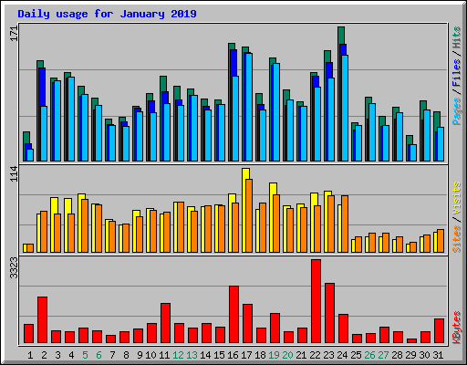 Daily usage for January 2019