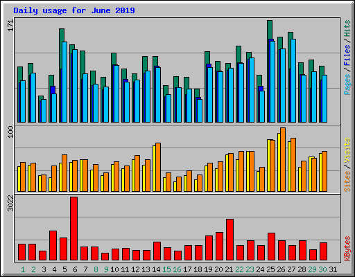 Daily usage for June 2019