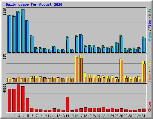 Daily usage for August 2020