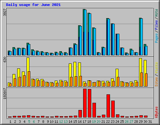 Daily usage for June 2021